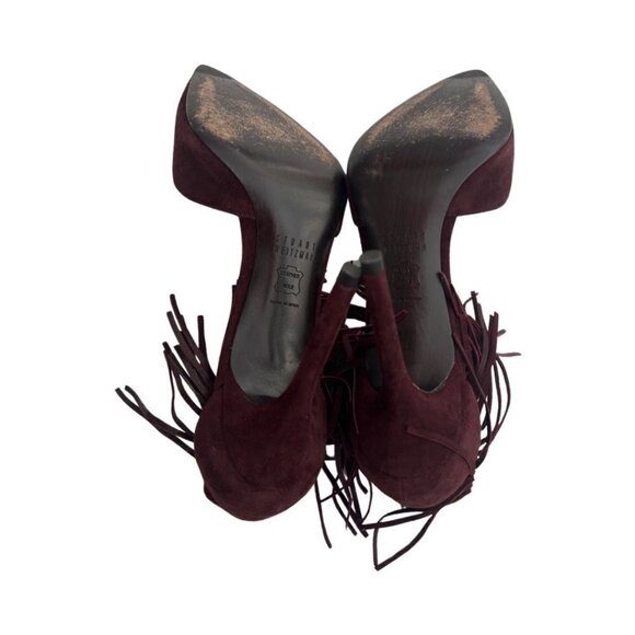 Stuart Weitzman brown suede fringe heels size 7 - Picture 5 of 7